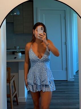 Market blue romper